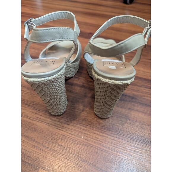 Kaari blue Platform Espadrille Heels- Nude Tan Woven - Size 8 - Picture 4 of 8